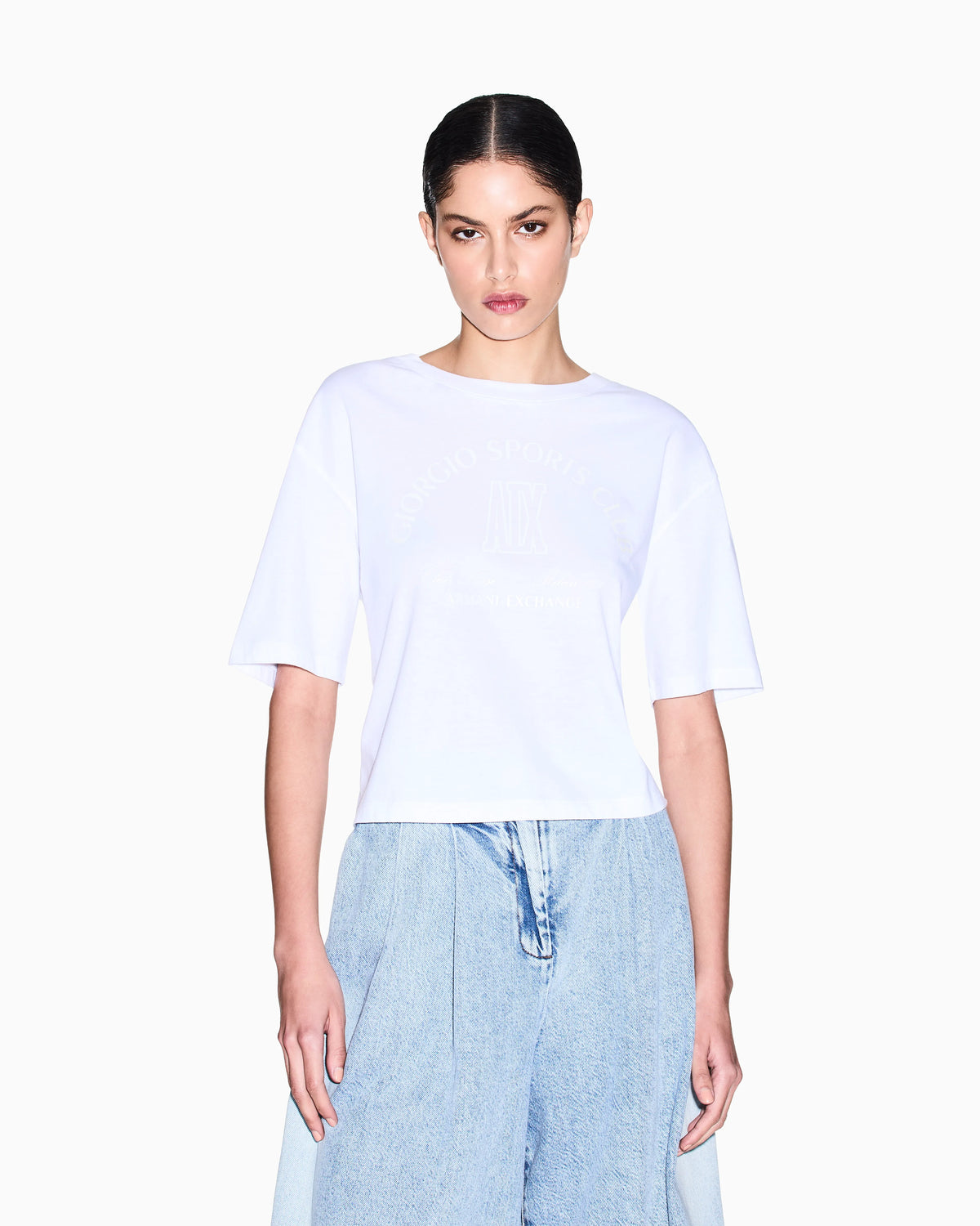 Cropped T-shirt in cotton jersey