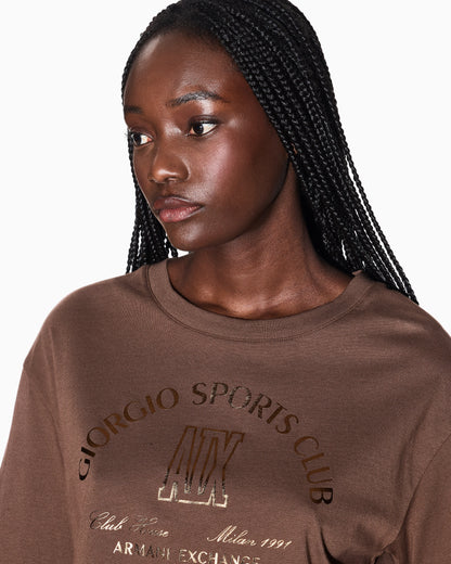 Cropped T-shirt in cotton jersey