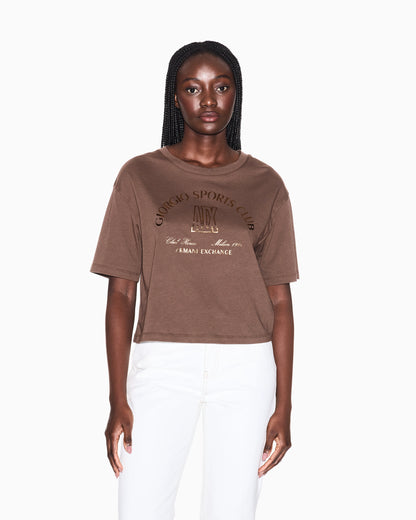 Cropped T-shirt in cotton jersey