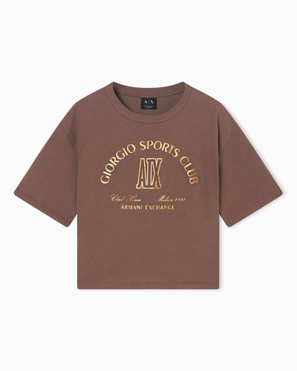 Cropped T-shirt in cotton jersey