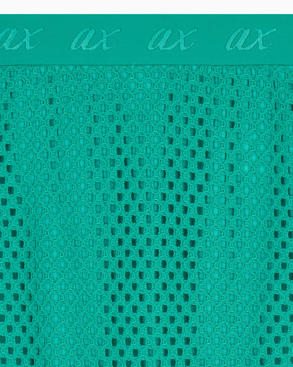 Mesh midi skirt in cotton lace with a logo waistband