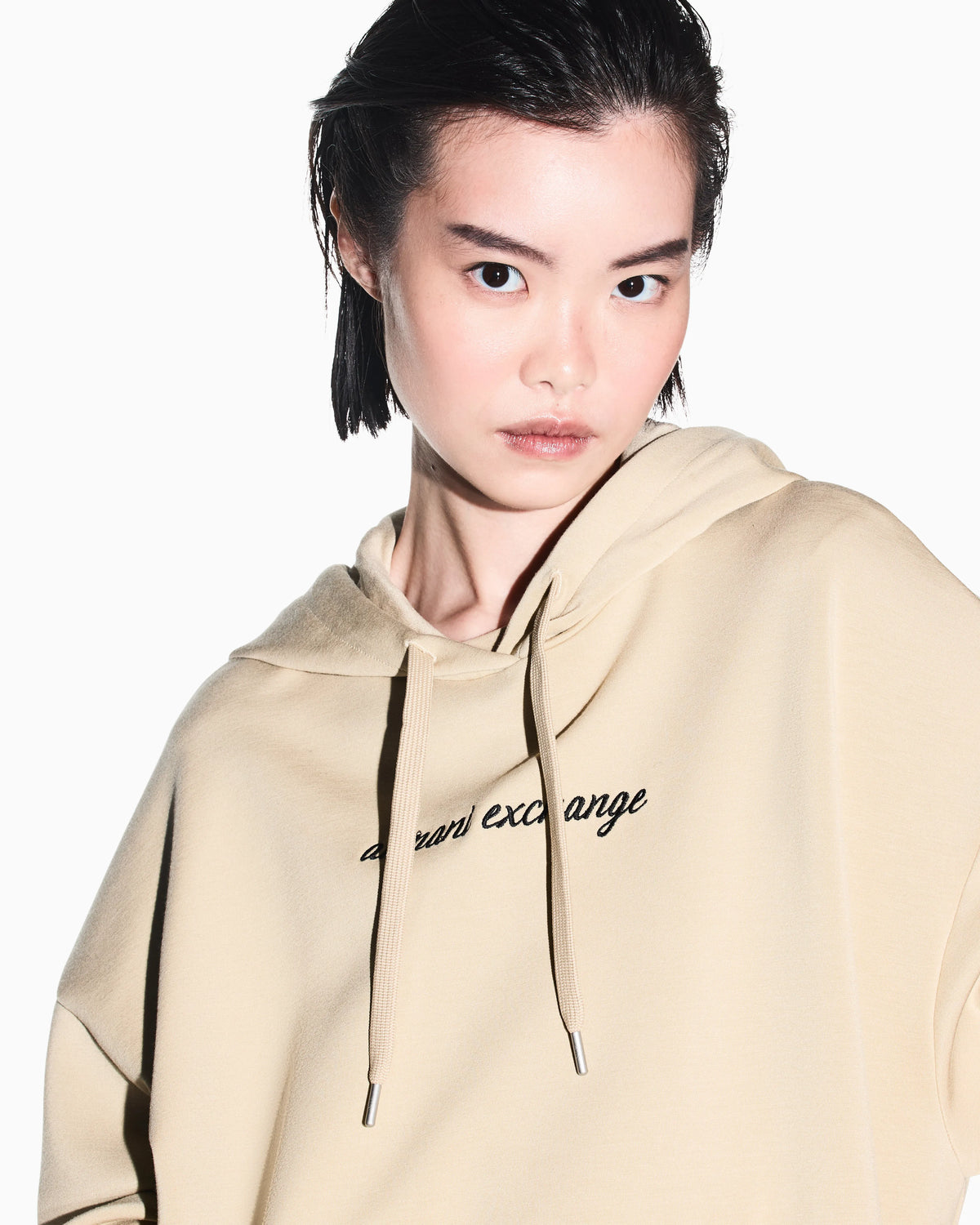 hooded sweatshirt in viscose stretch scuba