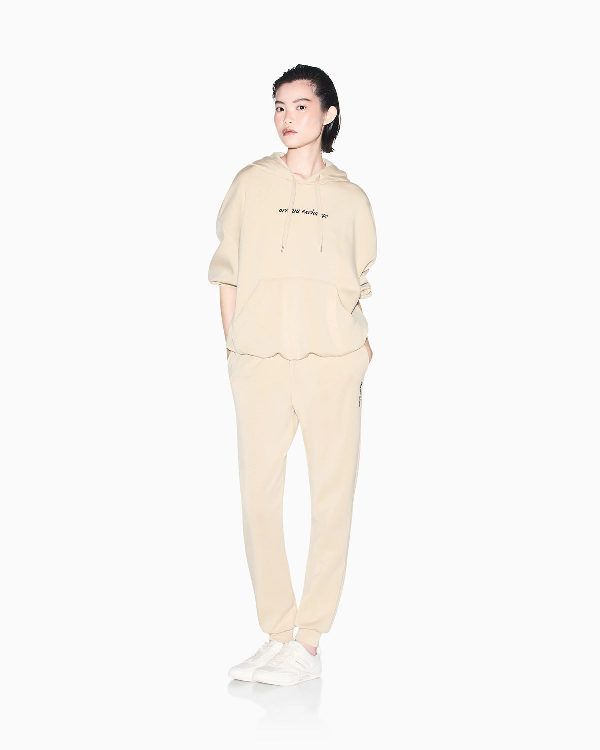 hooded sweatshirt in viscose stretch scuba