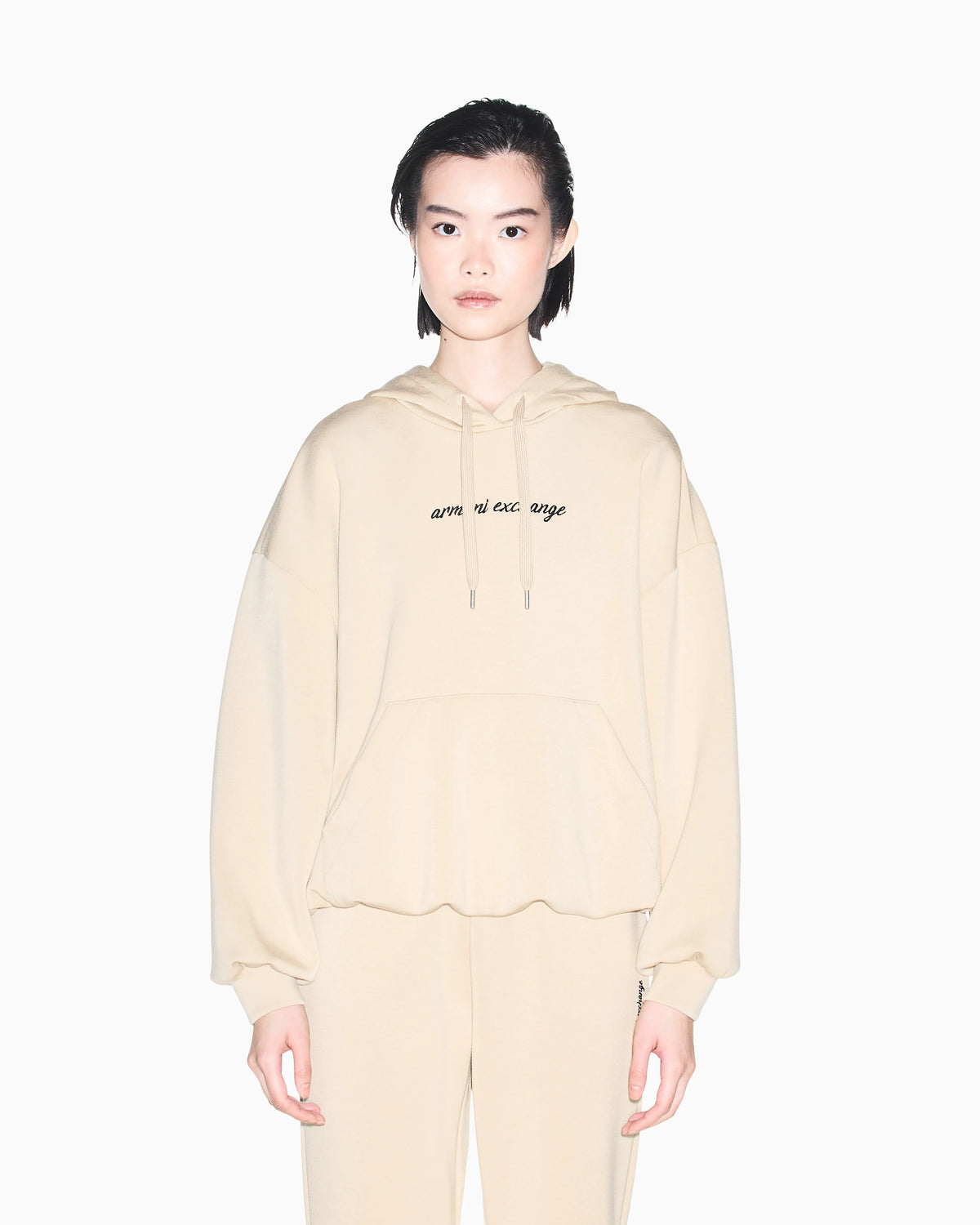 hooded sweatshirt in viscose stretch scuba