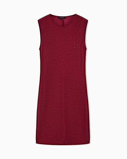 Slim fit dress in stretch jersey with strass