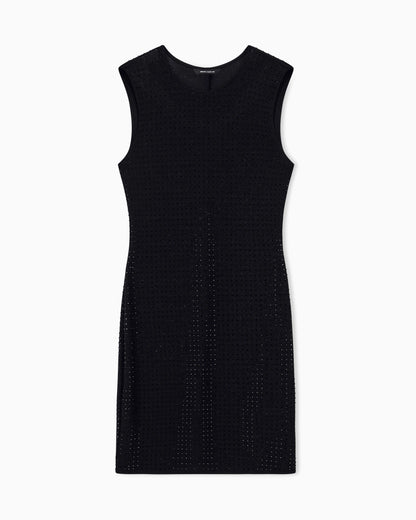 Slim fit dress in stretch jersey with strass