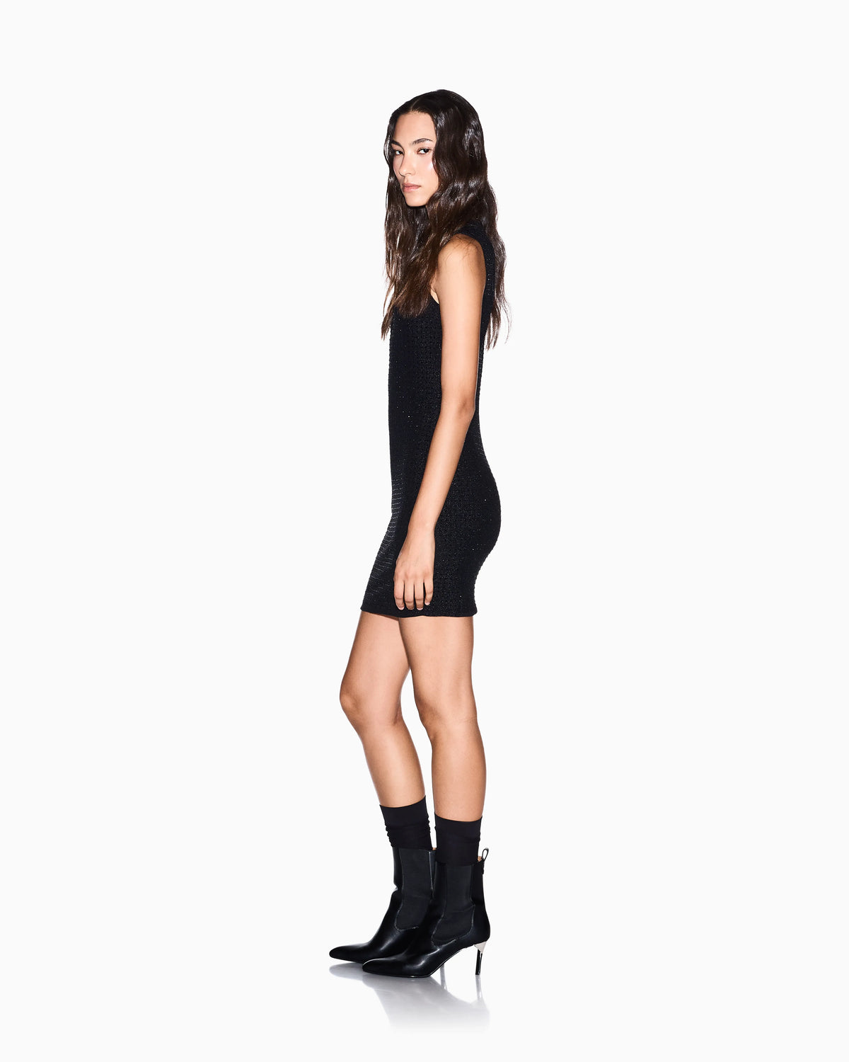 Slim fit dress in stretch jersey with strass
