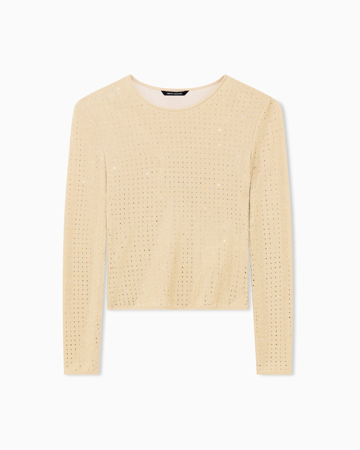 Slim-fit jumper in nylon jersey with strass