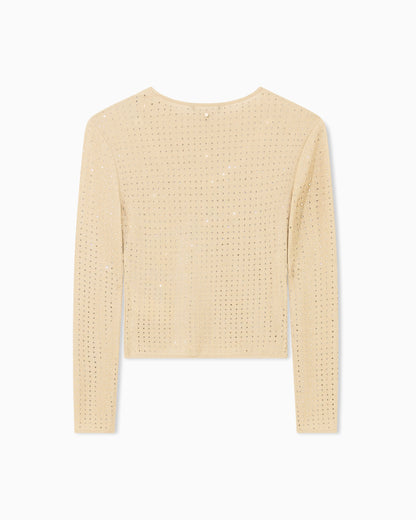 Slim-fit jumper in nylon jersey with strass