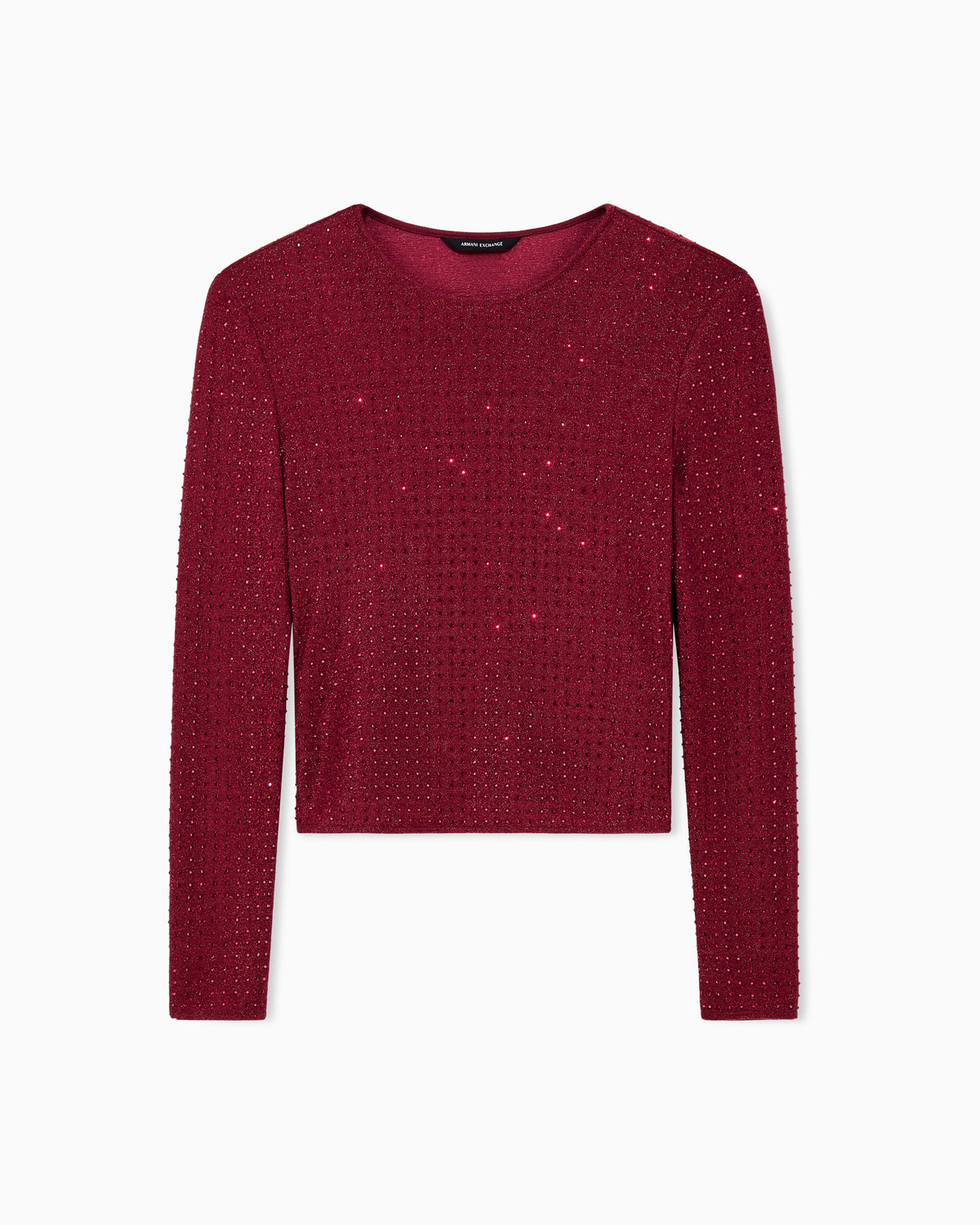 Slim-fit jumper in nylon jersey with strass