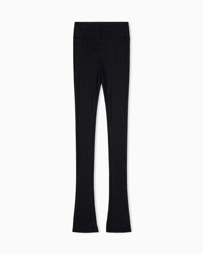High-waisted leggings in stretch nylon jersey with strass
