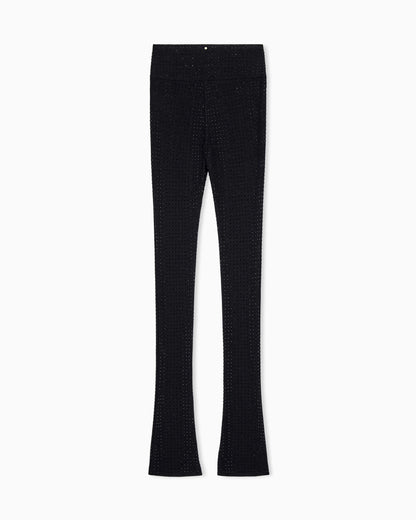 High-waisted leggings in stretch nylon jersey with strass