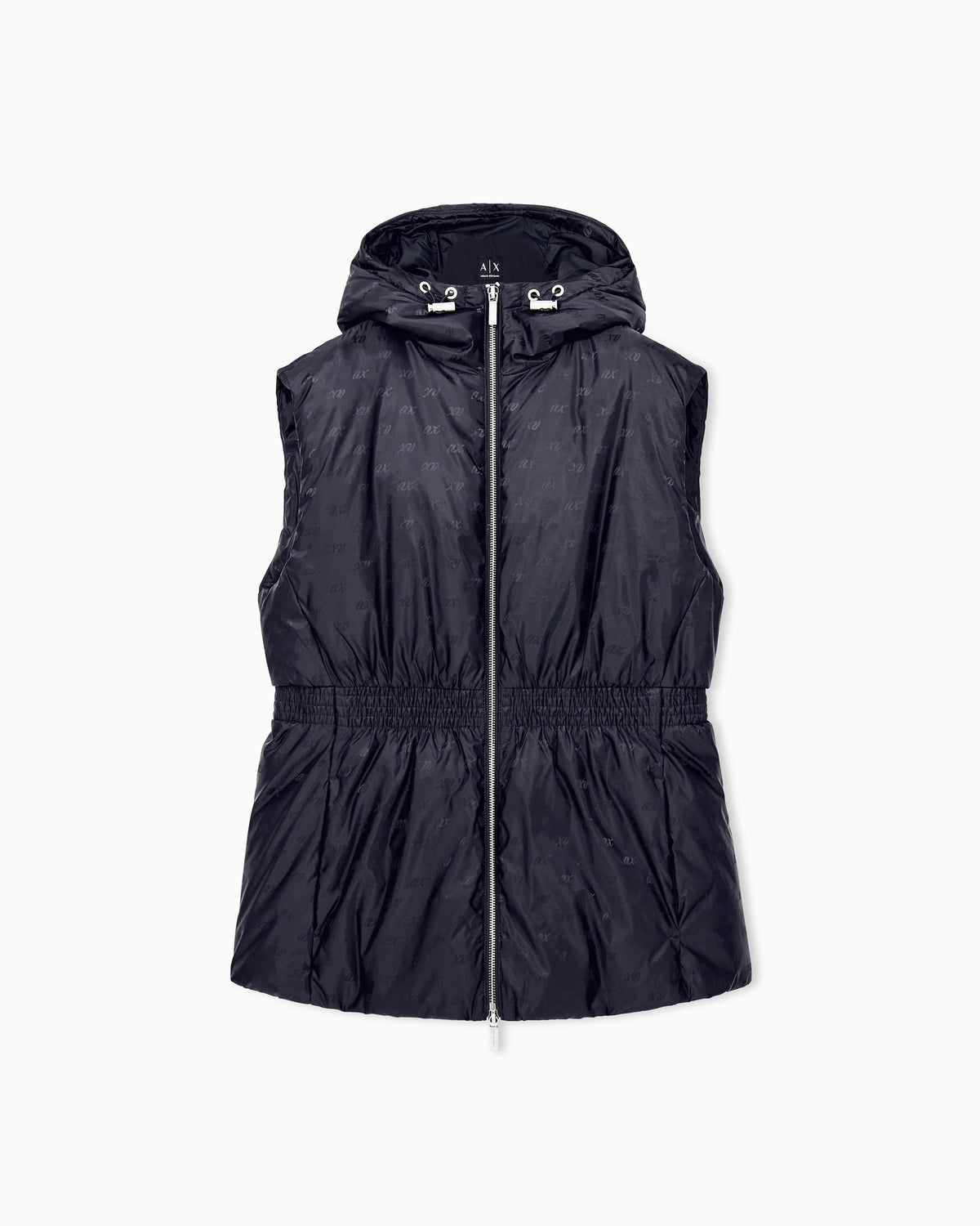 Sleeveless jacket in recycled nylon jacquard