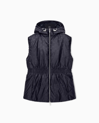 Sleeveless jacket in recycled nylon jacquard
