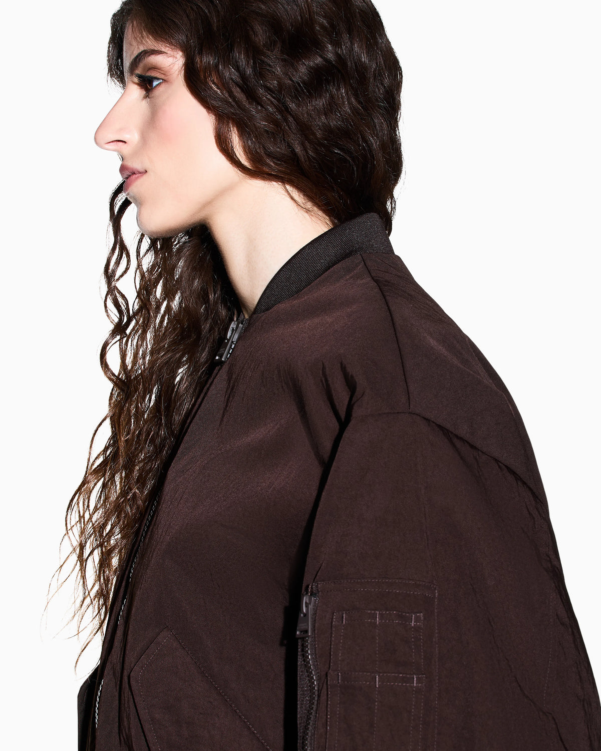 Oversized blouson jacket in nylon twill