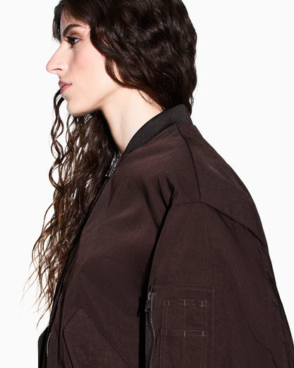 Oversized blouson jacket in nylon twill