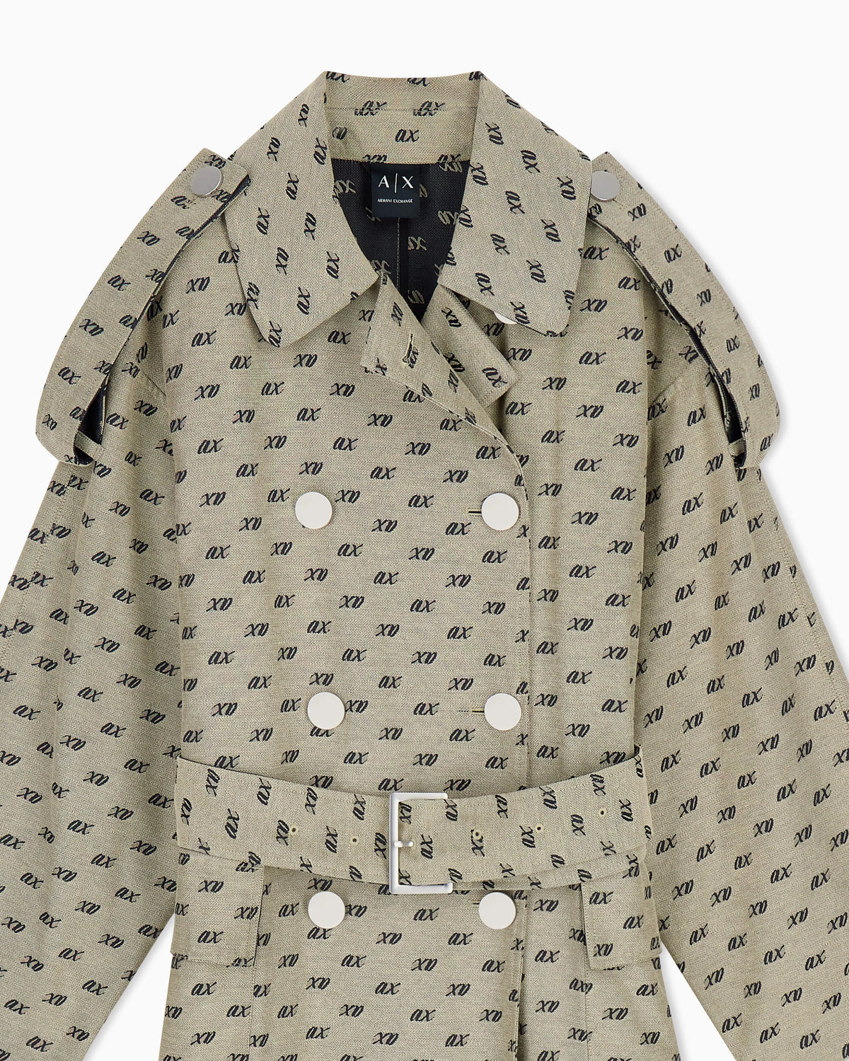 Trench coat in cotton with allover jacquard