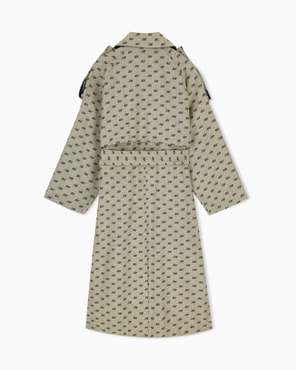 Trench coat in cotton with allover jacquard