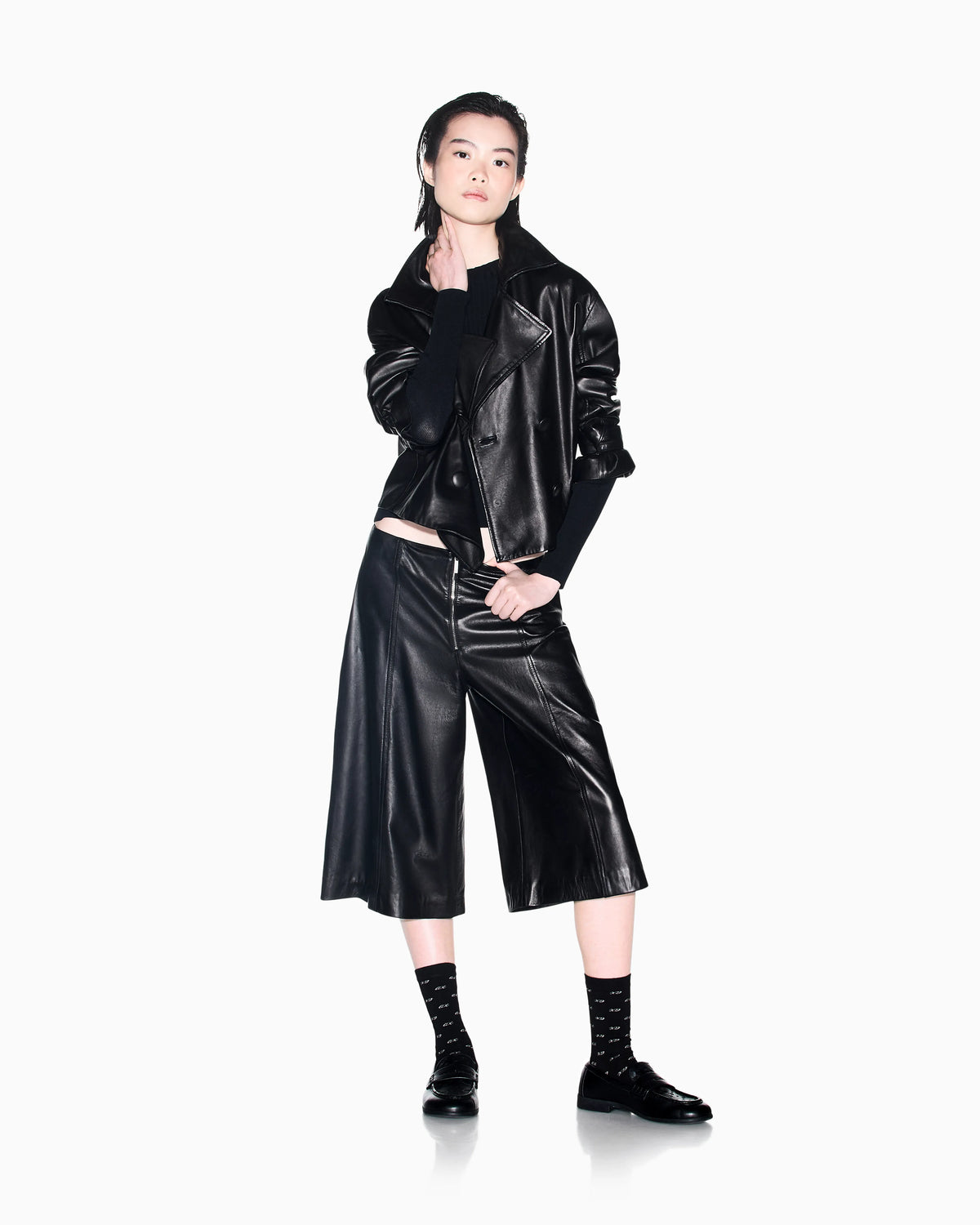 Blouson jacket in real semi-aniline leather