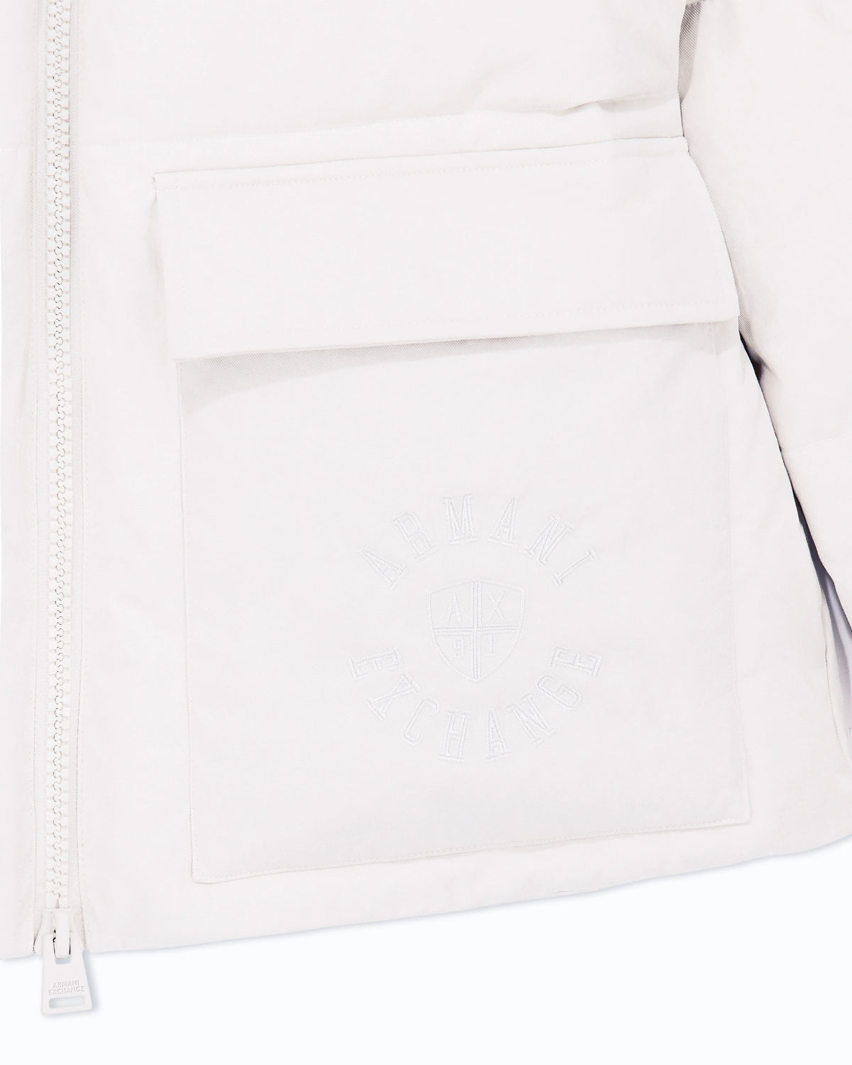 Quilted nylon twill puffer jacket with a high collar