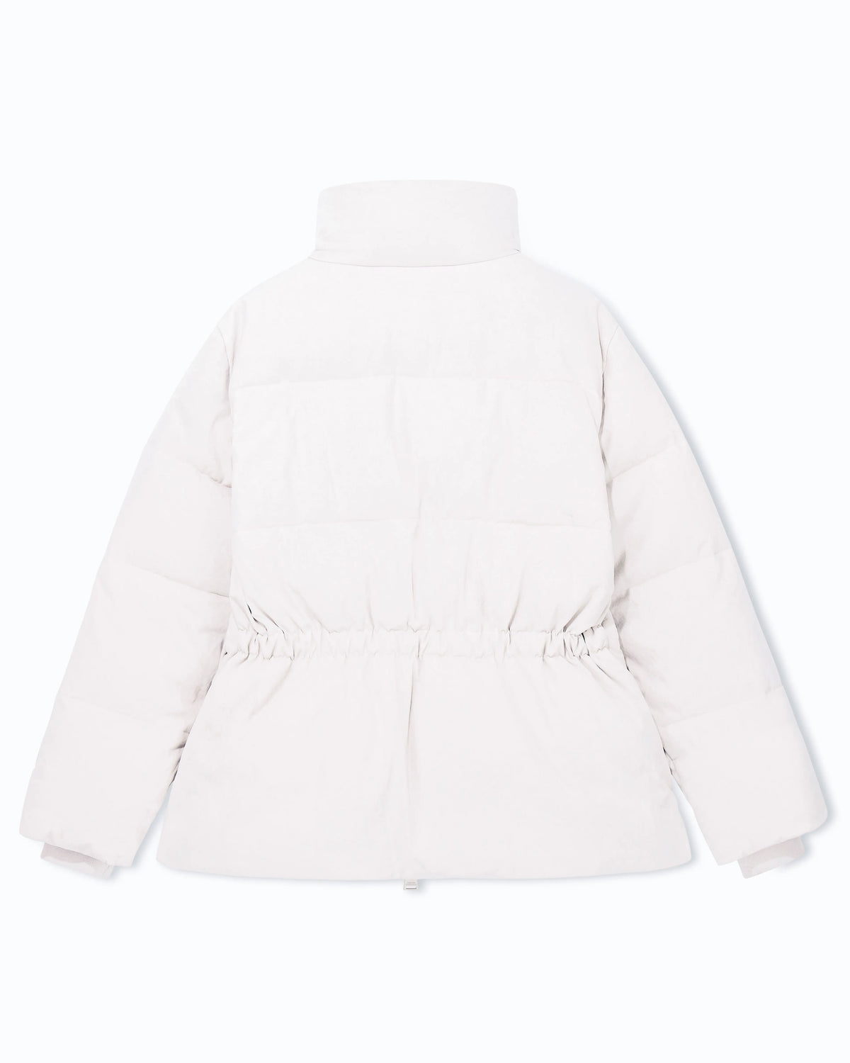 Quilted nylon twill puffer jacket with a high collar