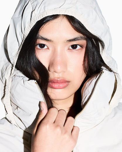 down jacket in crinkle nylon