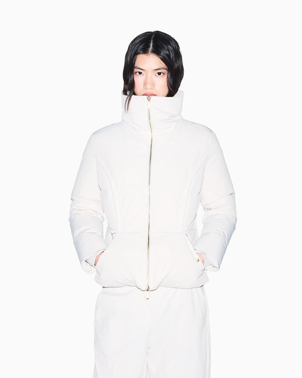 down jacket in crinkle nylon