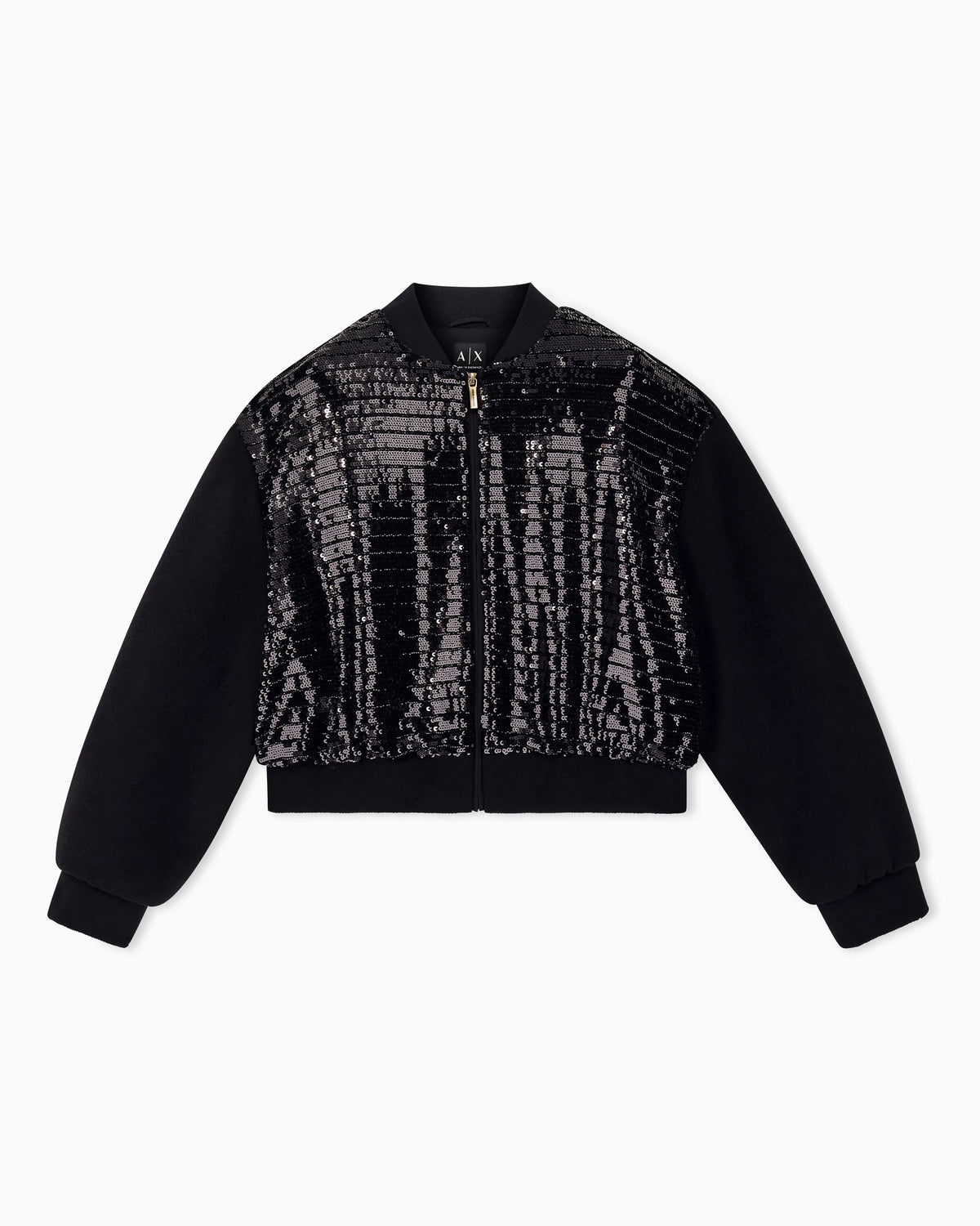 Full-zip bomber jacket with a sequin front panel