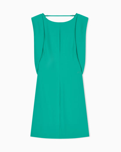 slim fit dress in recycled twill with rib details
