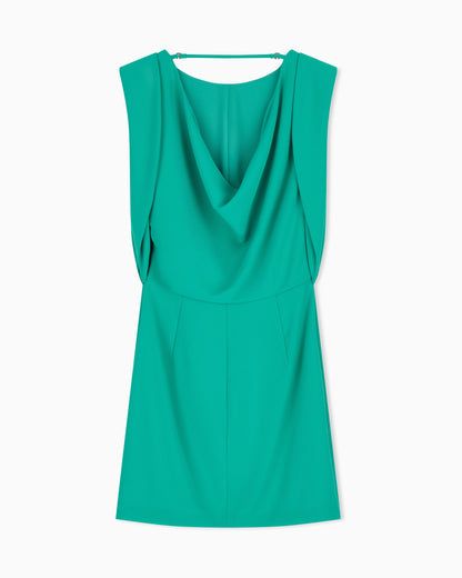 slim fit dress in recycled twill with rib details