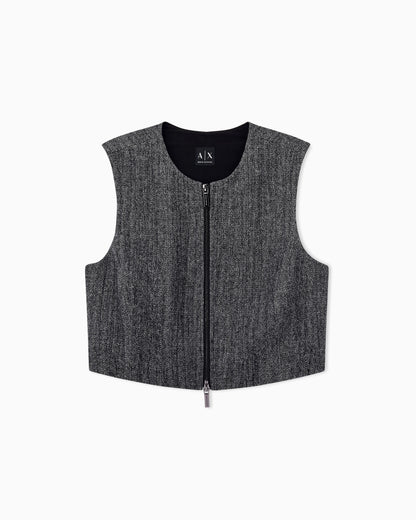 Waistcoat in stretch viscose and virgin wool