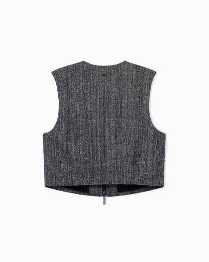 Waistcoat in stretch viscose and virgin wool