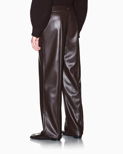 Oversized fit trousers in a coated fabric with rib details