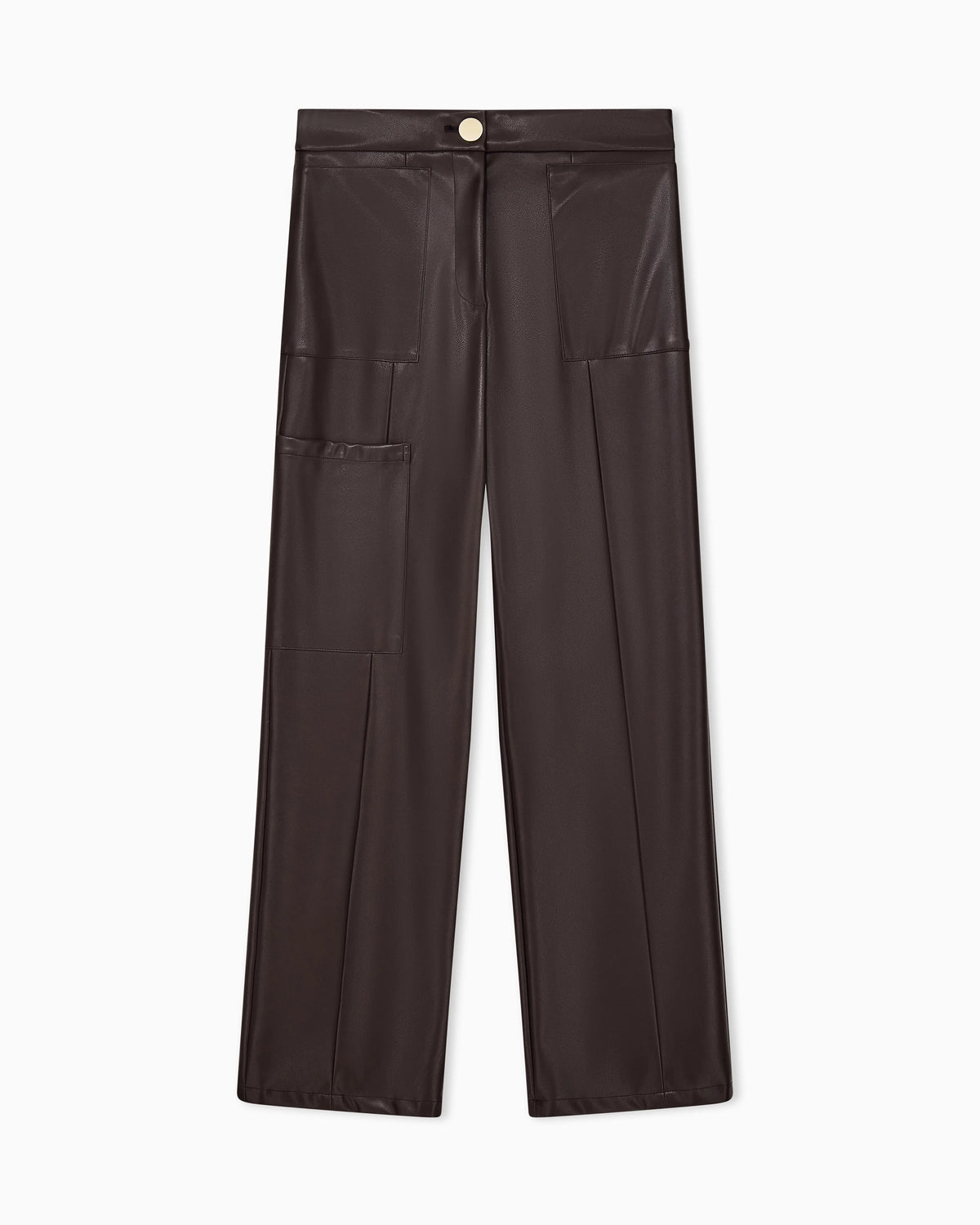 Oversized fit trousers in a coated fabric with rib details