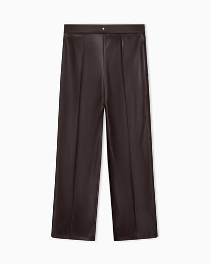 Oversized fit trousers in a coated fabric with rib details