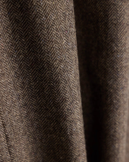 relaxed fit trouser in herringbone virgin wool and silk