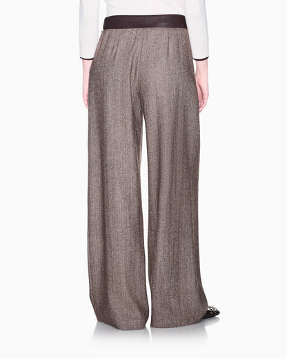 relaxed fit trouser in herringbone virgin wool and silk