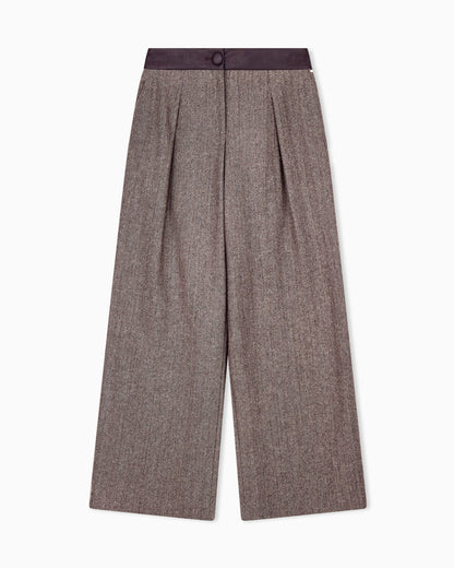 relaxed fit trouser in herringbone virgin wool and silk