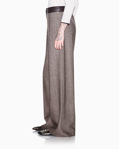 relaxed fit trouser in herringbone virgin wool and silk