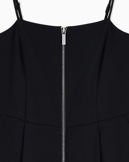 slim fit jumpsuit in recycled twill with rib details