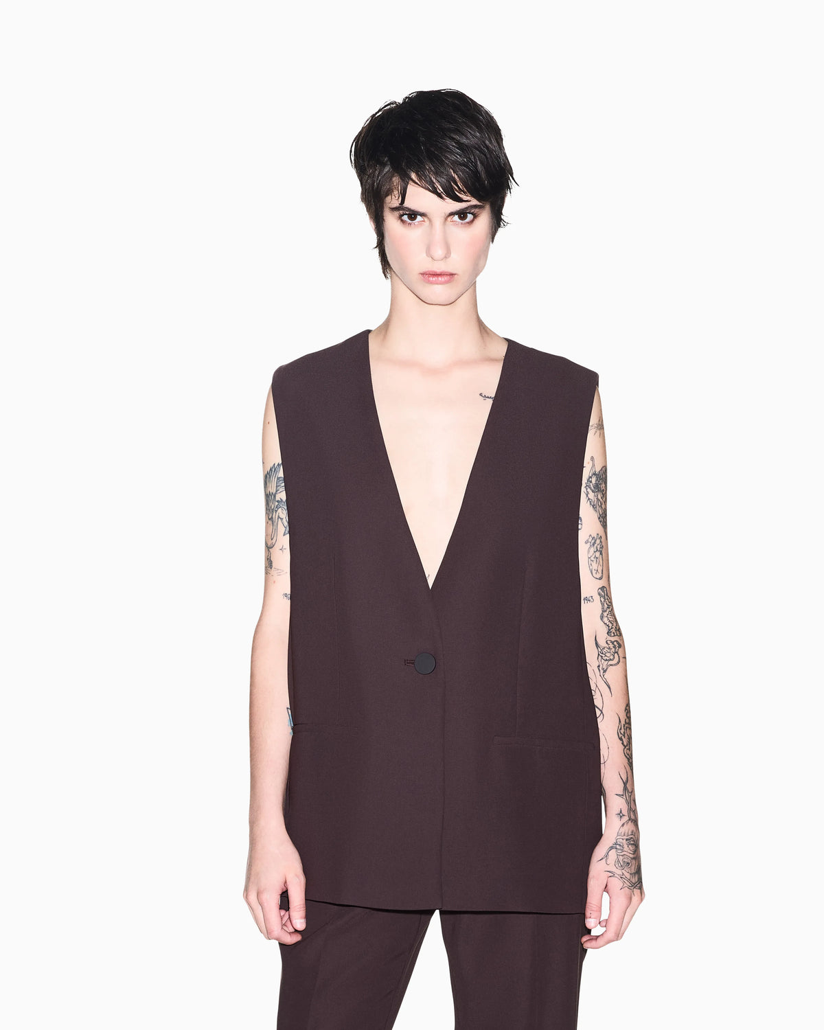oversized Waistcoat in recycled crepe