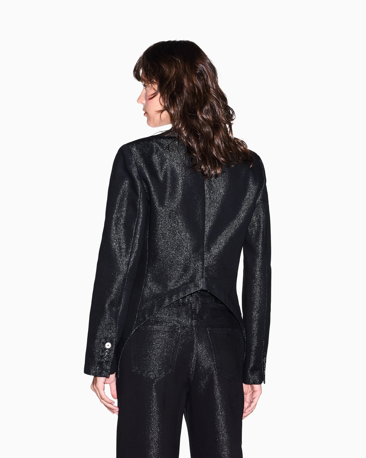 regular fit Blazer in rigid cotton denim with metallic yarn