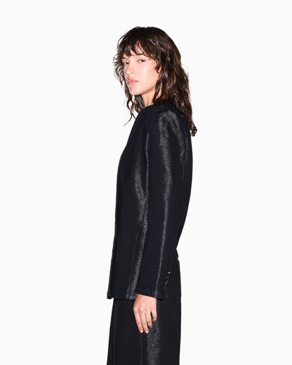 regular fit Blazer in rigid cotton denim with metallic yarn
