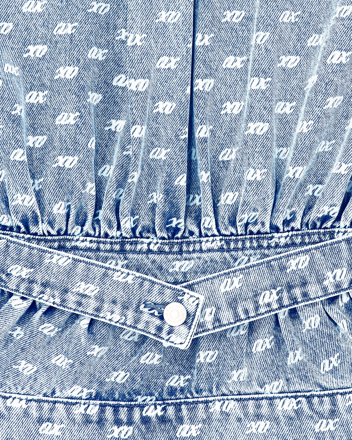 Regular fit blouson jacket in rigid denim with allover print