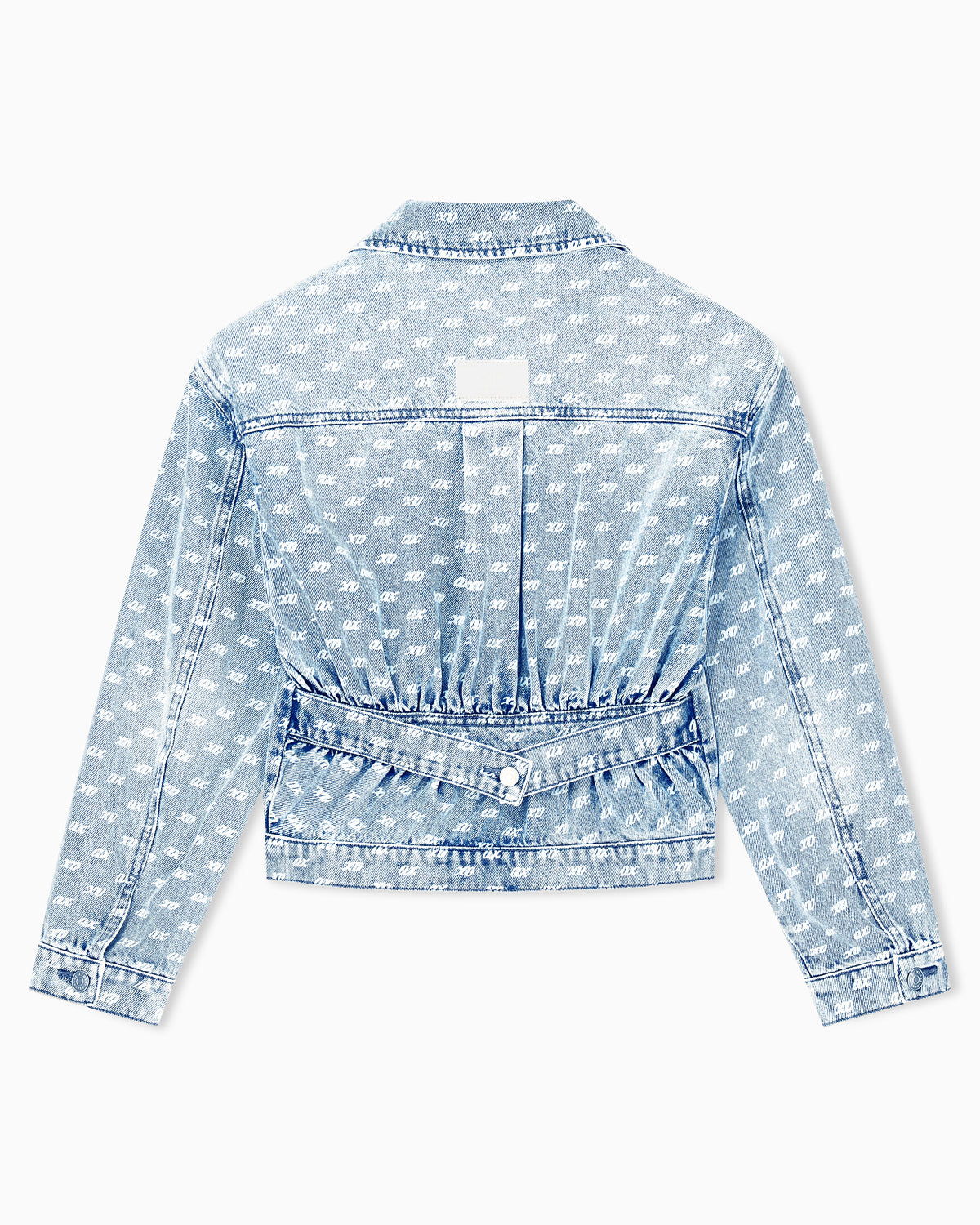 Regular fit blouson jacket in rigid denim with allover print