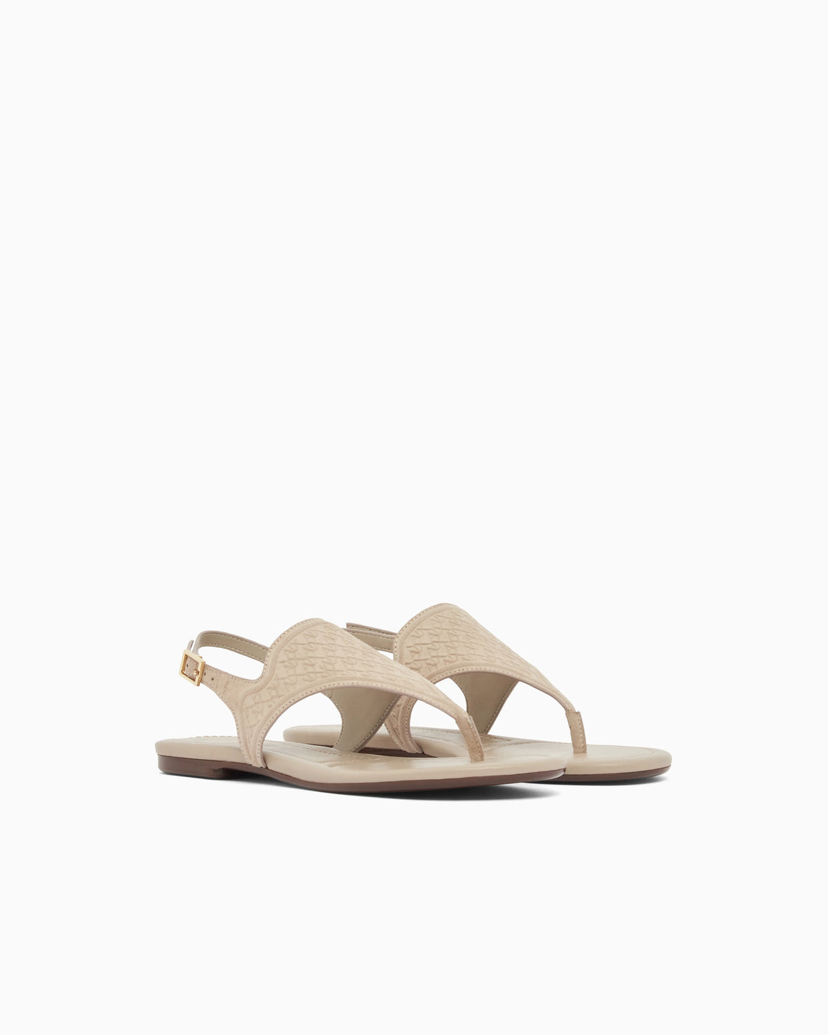 Microsuede sandals with embossed logo