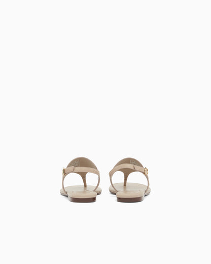 Microsuede sandals with embossed logo