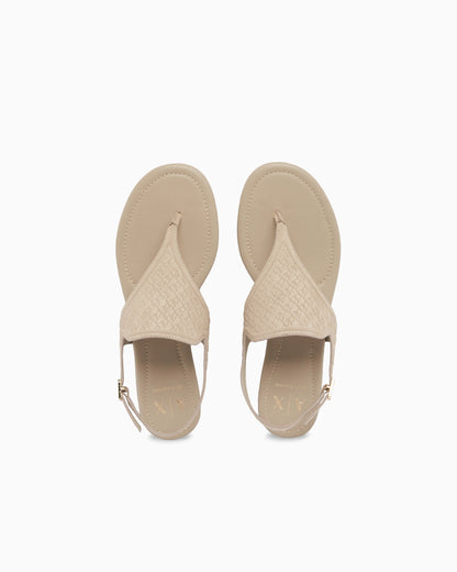 Microsuede sandals with embossed logo
