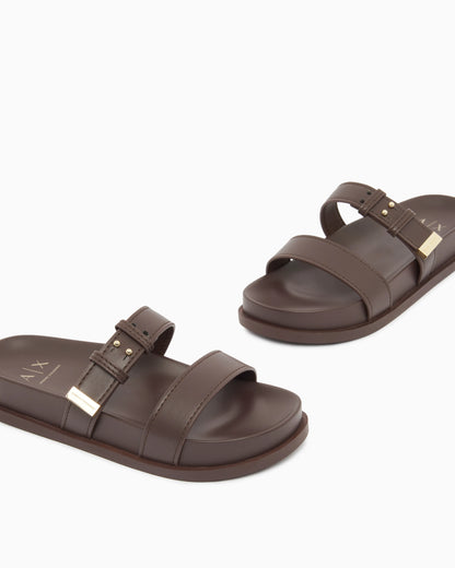 Two-strap slippers with buckle