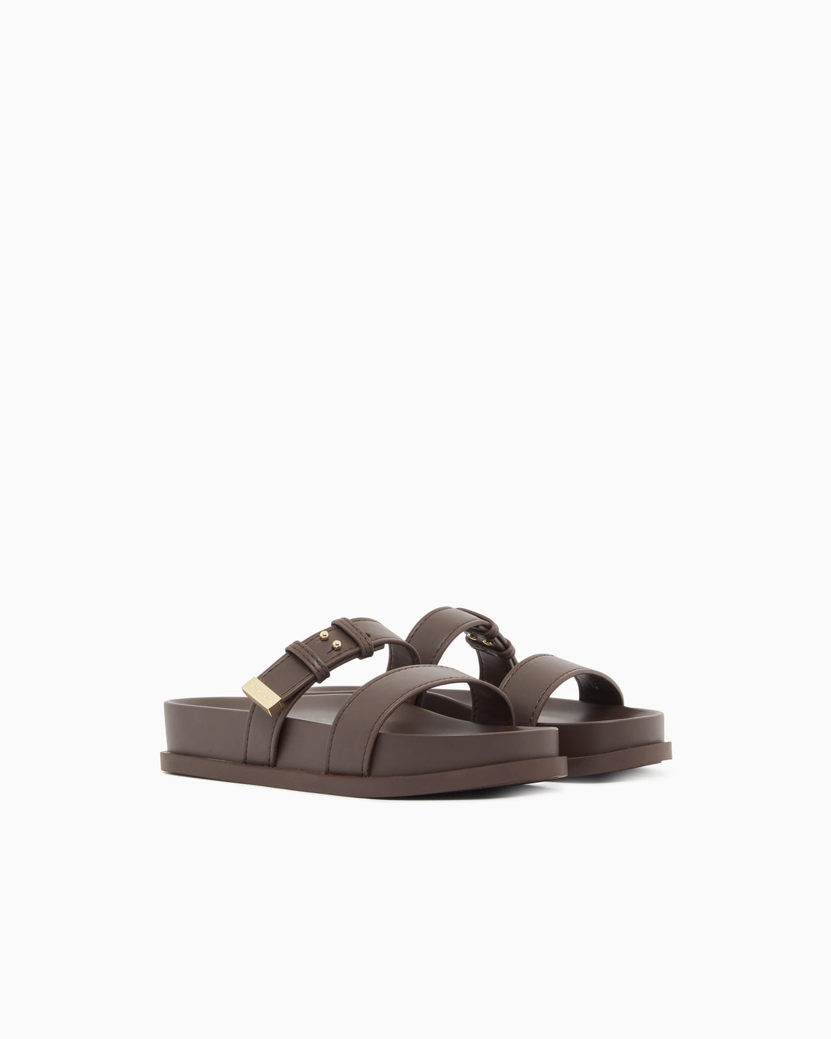 Two-strap slippers with buckle